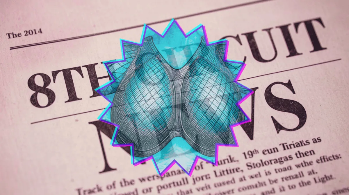 8th Circuit Breast Mesh News headline featuring an internal bra implant